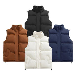Chaleco Acolchado con Cuello Alto para Hombre, Color Sólido, Chaqueta sin Mangas para Invierno, Cálida, Cortavientos, Informal, con Bolsillos - Product Image 1