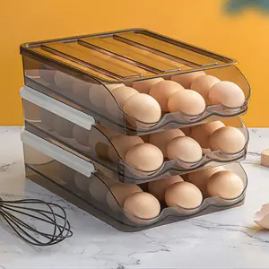 Mutfak haddeleme yumurta konteyner buzdolabı istiflenebilir plastik yumurta tutucu