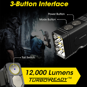 Đèn pin chiến thuật LED siêu sáng 12.000 lumen, sạc lại được, di động, chống nước tiêu chuẩn IP68, dùng cho công nghiệp và tìm kiếm ngoài trời - Product Image 6