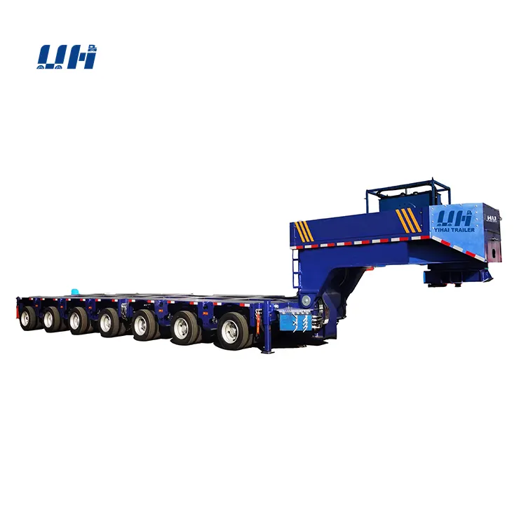 Heavy Duty 100-200 Tons 7 Line Multi Axle Hydraulic Axle Modular Trailer Flatbed Floor Modular Low Bed Truck Trailers for Sale