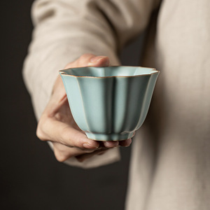 Ru Ware <b>Teacup</b> Single Ceramic Crackle Pattern Kung Fu Tea Bowl Personal Use - Product Image 1