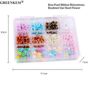 12-grille 3D Offre Spéciale Mixte Arc Perle Ruban Strass Bowknot Étoile Coeur Fleur Décoration Nail Charmes - Product Image 6