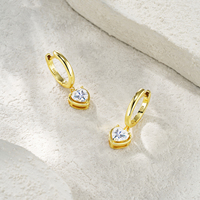 Boucles d'oreilles pendantes en argent sterling 925 avec moissanite taille cœur pour femme, couleur D, moissanite VVS1, boucles d'oreilles à breloques en diamant