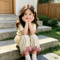 Conjunto de Ropa Infantil de Dos Piezas con Lazo, Estilo Coreano 2026, para Niña, Manga Corta - Atuendo de Verano Elegante y Moderno