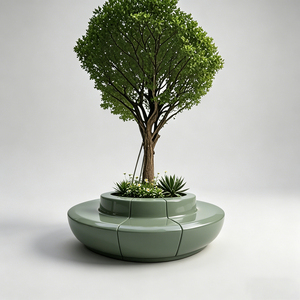 Banc-jardinière GRC personnalisé résistant aux intempéries, mobilier paysager avec jardinière intégrée pour parc urbain - Product Image 6
