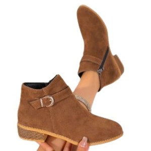 2025 Vintage Rome Women's <b>Ankle</b> Boots Autumn Winter New Large Size Thick Heel Nude Pointed Design Rubber Sole Height Increasing - Product Image 6