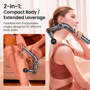 Tragbare Muskelmassagepistole mit 4 Aufsätzen, Elektrischer Faszien-<span class=keywords><strong>Vibrator</strong></span> mit Verlängertem Griff, Handgehaltene Tiefengewebe-Massagepistole - Product Image 2