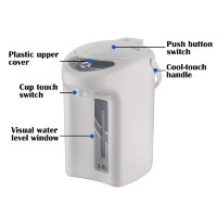 Bouilloire Électrique 750W 3L avec Bouton de Distribution, Arrêt Automatique, Protection Anti-Ébullition à Sec, Conception Facile à Nettoyer pour Maison et Camping-Car