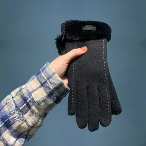 BSCI fabrika toptan kış yün açık sıcak sevimli bayanlar eldivenler dokunmatik ekran moda kadın eldiven