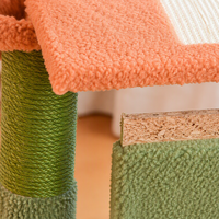 Arbre à chat Cactus 4 niveaux 3 nids avec maisonnette confortable, nid suspendu, perchoir supérieur, poteaux en sisal, peluche Teddy, panneau de particules de qualité E1