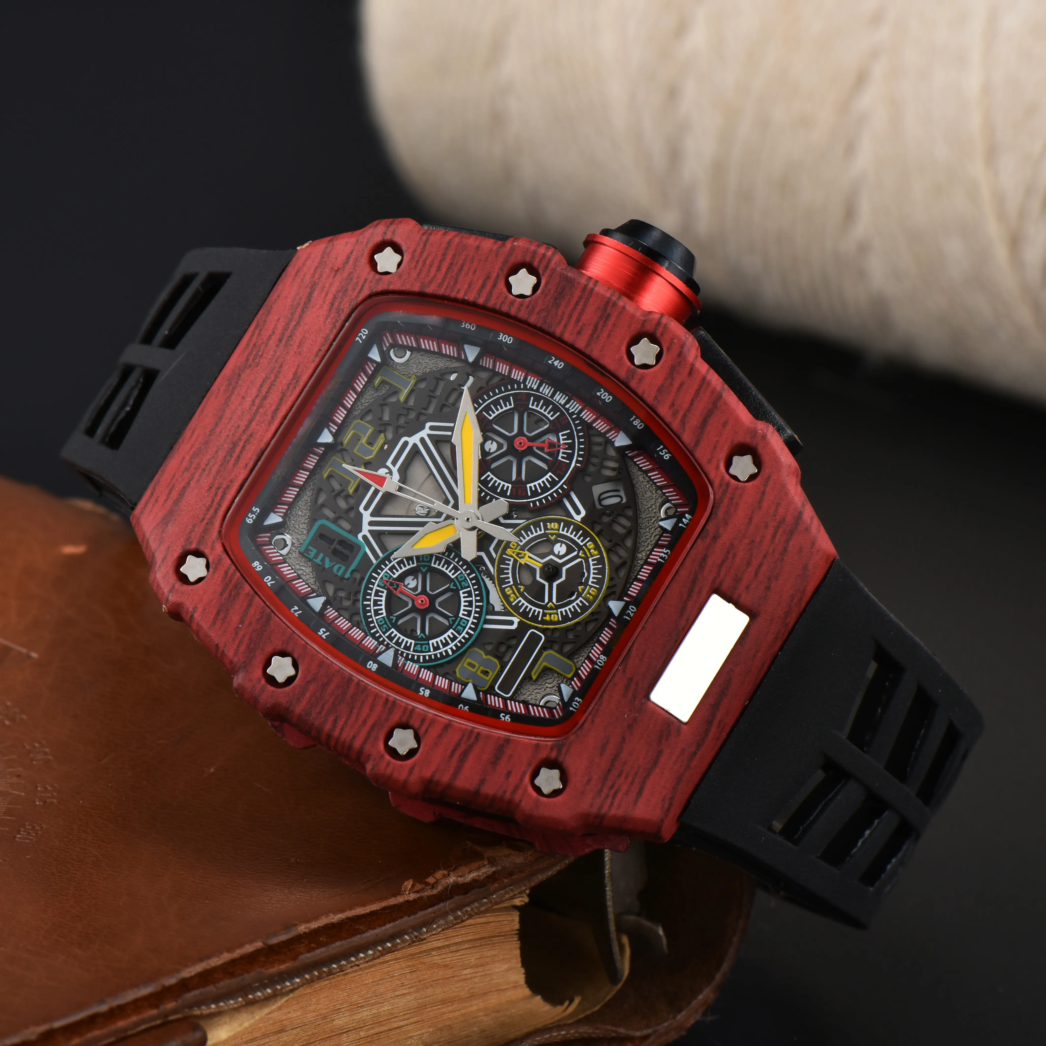 นาฬิกาข้อมือผู้ชายระบบควอตซ์อัตโนมัติ, ใหม่นาฬิกาผู้ชายหรูหราเต็มรูปแบบโลโก้ออกแบบได้ตามต้องการ