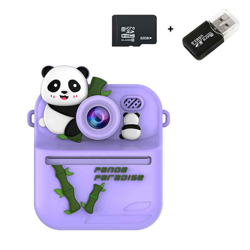 S1 Printer Camera - Purple Panda 32GB Memory Card USB Card Reader