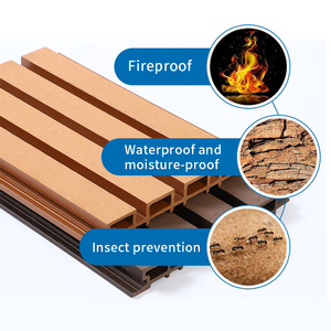 Không thấm nước bên ngoài Gỗ nhựa composite Hollow Ốp rãnh Panel tường co đùn ngoài trời xây dựng <span class=keywords><strong>WPC</strong></span> Panel tường - Product Image 2