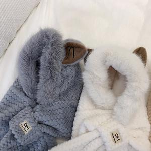 หมวกผ้ากำมะหยี่มีหูจิ้งจอกสำหรับผู้หญิง, ใหม่2025ผ้าพันคอผ้าพันคอให้ความอบอุ่นพร้อมผ้ากำมะหยี่หนาชุดสองชิ้นหมวกบีนนี่แบบลำลองทันสมัยสำหรับฤดูหนาว - Product Image 5