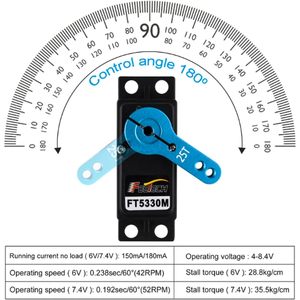 Moteur servo numérique Feetech 35Kg en aluminium pour voitures RC Traxxas Baja Rc4wd - Product Image 2
