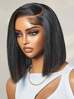 Perruque Bob en Cheveux Humains Vierges 5x5 avec Fermeture, Lisse Baguette, Pré-Pluckée, Ligne de Cheveux Naturelle, Longueurs Variées Disponibles pour Femmes
