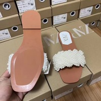 Nouvelles sandales plates à bout carré et perles pour femme ZA 2026 : Sandales Princesse à perles pour femme