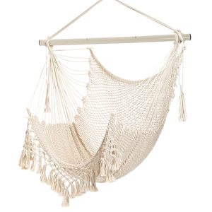 Hand-Woven Cotton Rope <b>Hammock</b> Chair | Breathable Indoor/Outdoor Swing Chair for Bedroom, Balcony & Garden - Product Image 1