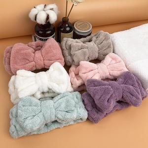 عصابة رأس لغسل الوجه من الصوف المرجاني معتمدة من OEKO ومعتمدة من REACH، تصميم لطيف مع ربطة أذن - Product Image 1