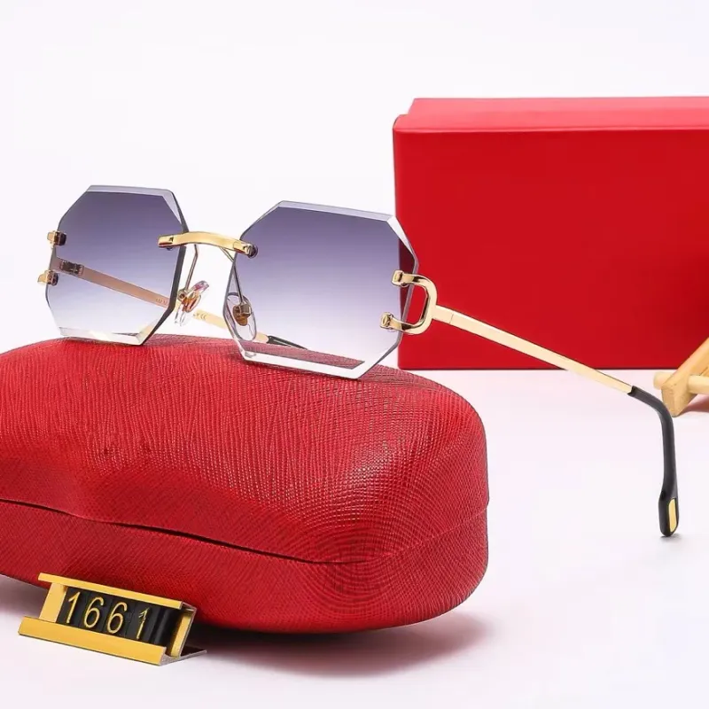 남성 선글라스 무테 럭셔리 디자이너 다이아몬드 커팅 선글라스 여성용 패션 작은 안경