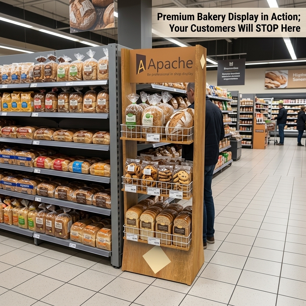 Custom Wooden Bakery Display Rack Floor Standing Bread Pastry Dessert Shelving Stand Gourmet Cookie Merchandiser Deli Fixture — view 2