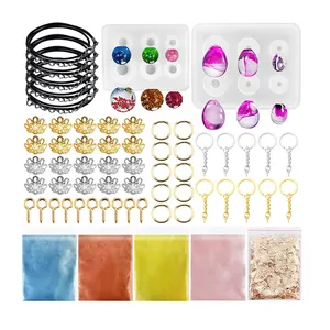 Timesrui 62Pcs Ball Molds Epoxy Resin Molds With 4 Color Mica Powder DIY Flower Tray Pendant Crystal Clear Resin Casting Art Kit