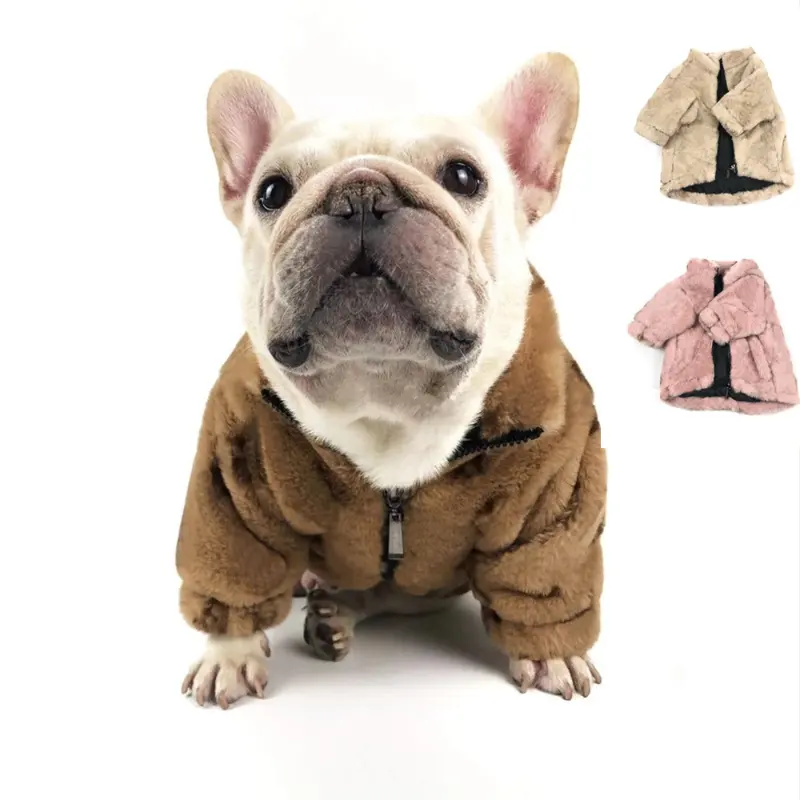 XS-3XL Luxury Winter Fleece Pet Jacket Puppy Warm Clothes French Bulldog Teddy Chihuahua Fluffy Large Designer Dog Fur Coat