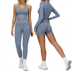 ชุดออกกำลังกายผู้หญิง <span class=keywords><strong>Yali</strong></span> Seamless ทรง I แบบไร้รอยต่อ รุ่น Solid Beauty Back ชุด 2 ชิ้น สำหรับโยคะและฟิตเนส ผลิตจากผ้าสแปนเด็กซ์/ไนลอน ป้องกันรอยยับ รุ่น TZ7725 - Product Image 2