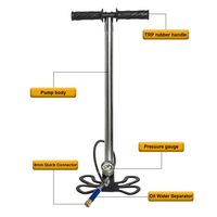 TUXING CE OME haute pression personnalisé manuel quatre étapes 300bar 4500psi PCP respiration pompe à main en acier inoxydable pour bouteille d'air