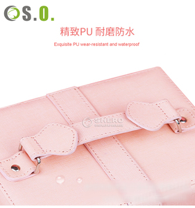 Caja de joyería rosa de cuero PU con logotipo personalizado, caja para anillos, pendientes, pulseras, collares, caja de joyería de lujo con espejo. - Product Image 5