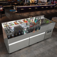 Stasiun Bar Koktail Berpendingin Profesional 1800 304 Stainless Steel Modular dengan Wastafel untuk Klub Malam dan Hotel