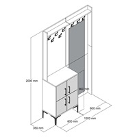Porte-manteau mural moderne blanc durable en mélamine, panneau de particules, arbre de hall, avec miroir, rangement pour chaussures, plusieurs étagères