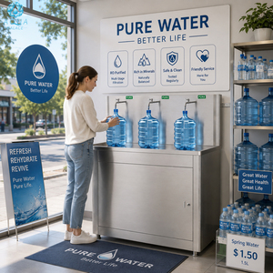 Station de remplissage d'<span class=keywords><strong>eau</strong></span> pure en acier inoxydable à 3 robinets, 5 gallons, pour bouteilles, machine de remplissage en libre-service pour magasin d'<span class=keywords><strong>eau</strong></span> - Product Image 1
