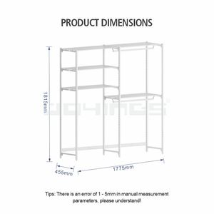 Scaffale Regolabile per Lavanderia <span class=keywords><strong>con</strong></span> Ripiano per Lavatrice, Aste Appendiabiti e Organizzatore <span class=keywords><strong>con</strong></span> Ripiani in Filo Metallico - Product Image 6