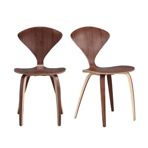 Muebles de diseño moderno de Midcentury, sillas de comedor de chapa de nogal, madera contrachapada doblada, - Product Image 1