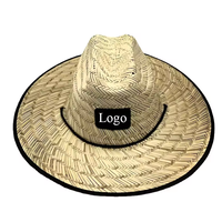 Chapeaux de paille d'été à large bord, style sauveteur, avec patch logo personnalisé, pour surf, safari, pêche et plage