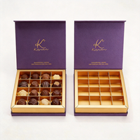 Boîte en papier de luxe personnalisée en forme de livre avec plateau de séparation pour chocolats, truffes, bonbons, emballage alimentaire, vente en gros