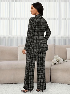 <span class=keywords><strong>Ensemble</strong></span> de <span class=keywords><strong>costume</strong></span> à <span class=keywords><strong>carreaux</strong></span> personnalisable pour femmes - Blazer à double boutonnage à manches longues et pantalon, taille XL, élégant pour le printemps/l'automne - Product Image 2