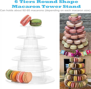 Torre de Exhibición de Macarons Redonda de Plástico de 4, 6 y 10 Niveles al por Mayor, Soporte para Exhibición de Postres y Pasteles para Fiestas y Celebraciones - Product Image 5