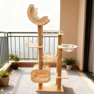 <span class=keywords><strong>Arbre</strong></span> <span class=keywords><strong>à</strong></span> <span class=keywords><strong>chat</strong></span> multi-niveaux en bois avec poteaux <span class=keywords><strong>à</strong></span> gratter en sisal et plateformes de observation en tissu acrylique pour chats d'intérieur - Product Image 5