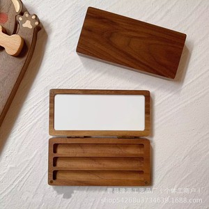 Caja de pintura de acuarela de madera, rectangular, de madera de nogal negro, paleta portátil hidratante para artistas - Product Image 1