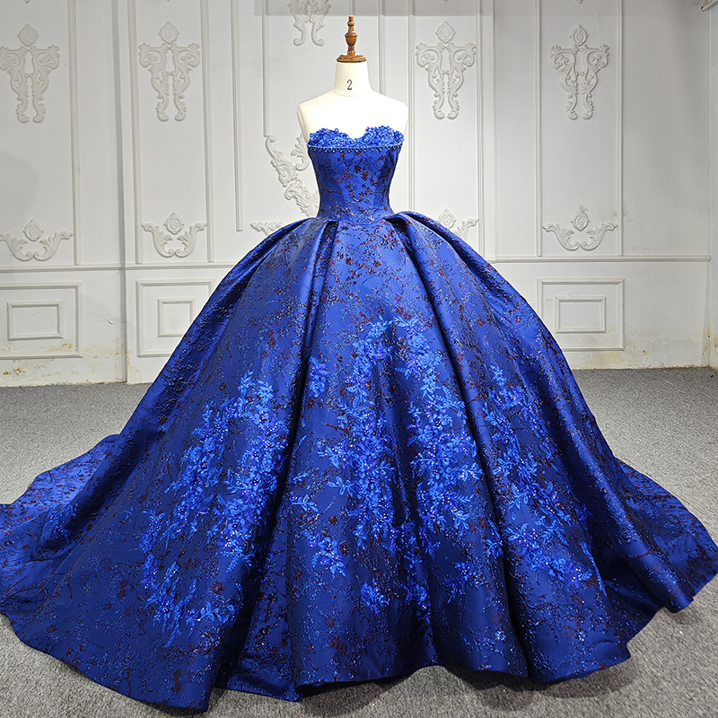 sapphire blue wedding dress Fit and Flare Floral Dress in Beige main image 1