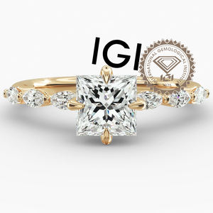 Maßgefertigter Gia IGI Zertifizierter Vvs Cvd Labor-Gezüchteter Diamant 10k 14k 18k Gold Radiantschliff 1 2 3 Karat Verlobungsring - Product Image 1