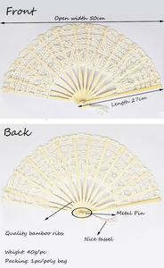 ผ้าไผ่ผ้าไหมสีขาวหรูหราพับได้เป็นมิตรกับสิ่งแวดล้อมศิลปะพื้นบ้านของขวัญแต่งงานพร้อมการออกแบบดอกไม้แกะสลักส่วนบุคคล - Product Image 3