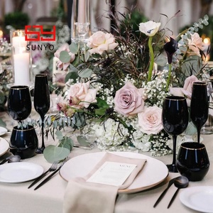 Gobelet en verre <span class=keywords><strong>Gin</strong></span> Tonic personnalisé à longue tige, couleur noir blanc, pour mariage, vin rouge, verre à boire avec bordure dorée - Product Image 3