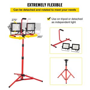 DB Venta al por mayor Luz DE TRABAJO LED de doble cabezal de 20000 lúmenes con soporte de trípode plegable ajustable de 27,6 "-68,1" Función brillante - Product Image 5