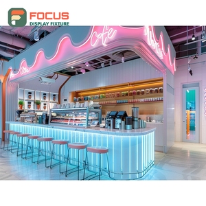 ตู้โชว์กาแฟขนาดใหญ่ ลายไม้โอ๊คธรรมชาติ พร้อมชั้นวางเครื่องปรุง ตู้เก็บสินค้าสำหรับร้านกาแฟ - Product Image 6