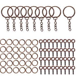 Kit de matériaux pour anneaux d'ouverture de porte-clés, 10 maillons de chaîne, 50 vis à œillet, 50 pièces pour la fabrication de bracelets, accessoires de bijouterie - Product Image 5