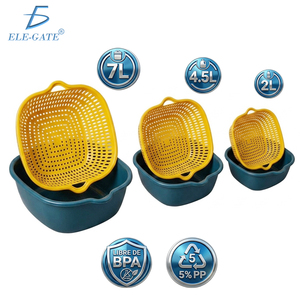 Ele-Gate 3-Piece <b>Colander</b> Set With Drainer 7L 4.5L 2L BPA Free Food Grade Plastic <b>Strainers</b> For Fruits Vegetables - Product Image 4