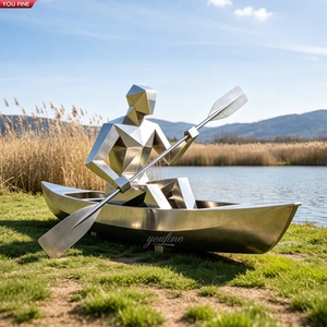YOUFINE Escultura de Jugador de Tenis de Mesa en Acero Inoxidable Pulido Geométrico, Estatua de <span class=keywords><strong>Ping</strong></span> Pong de Metal de Tamaño Real para Arte Público - Product Image 4